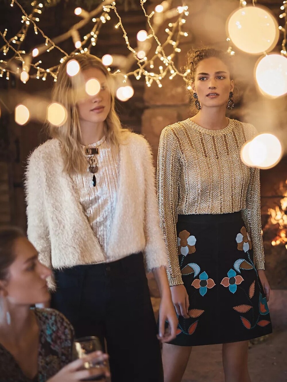 Anthropologie: Knitted & Knotted Callas Faux Fur Cardigan, Ivory Size M